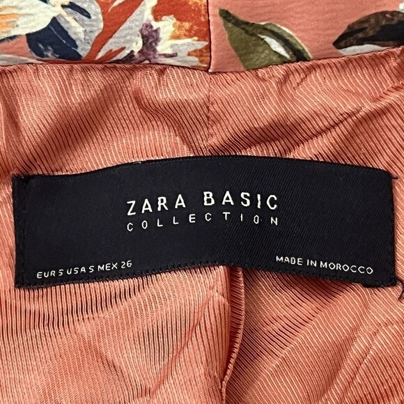 Zara Womens Size Small Peach Floral Split Bell Sleeve Jacket Blazer - Picture 4 of 4